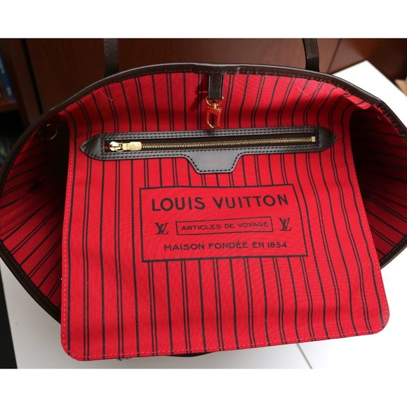 Louis Vuitton Neverfull MM Damier Ebene Canvas Tote Bag & Pouch *Authenticated - Picture 7 of 12